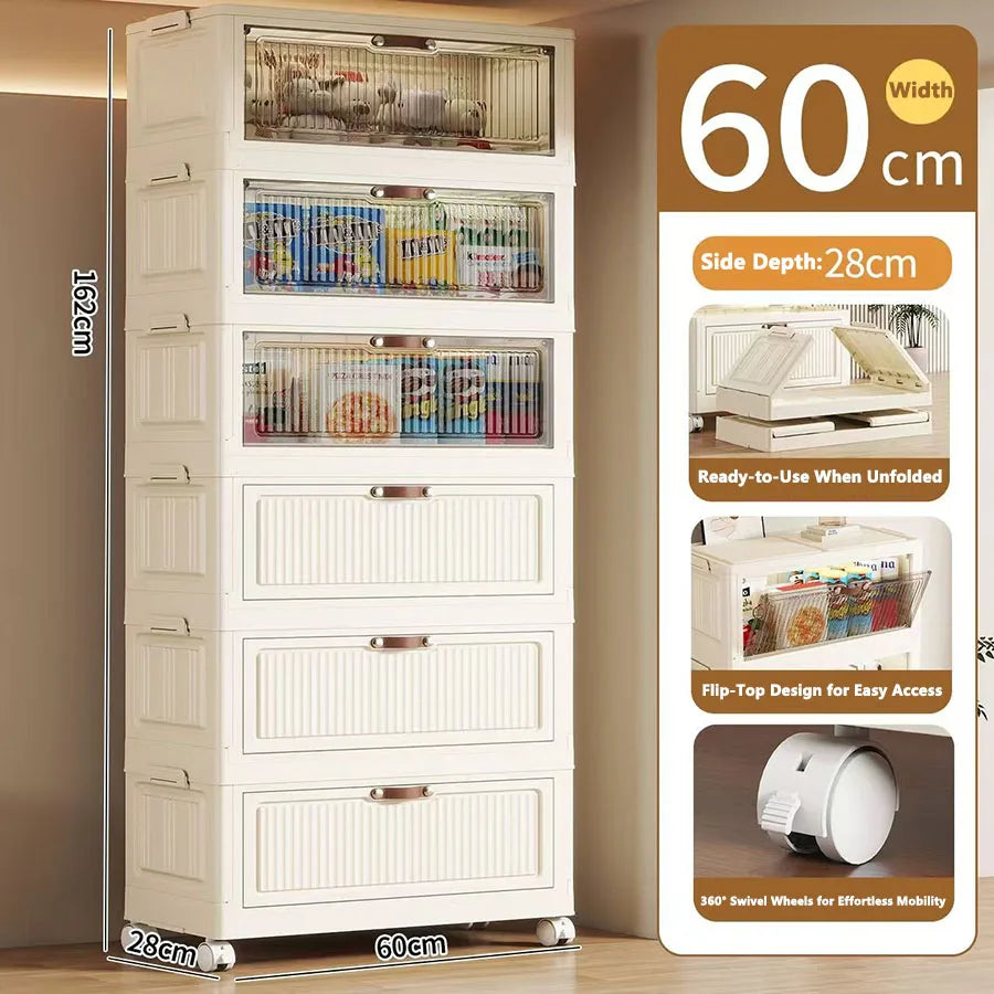 meuble rangement modulable pliable blanc rayures verticales moderne roulettes almacenamiento eficiente