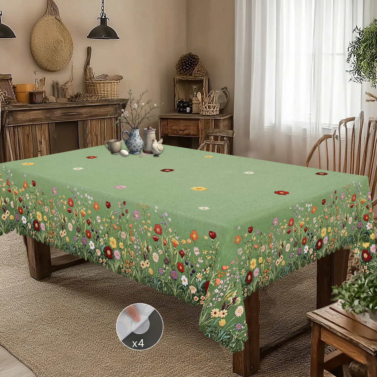 nappe fleurs colorées imperméable machine clips vert clair classique mariage fête anniversaireextérieur