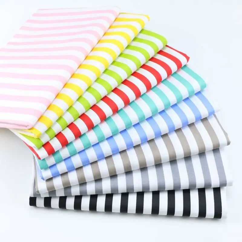 tissu coton imprimé rayures horizontales rouge rose jaune vert bleu gris noir blanc moderne