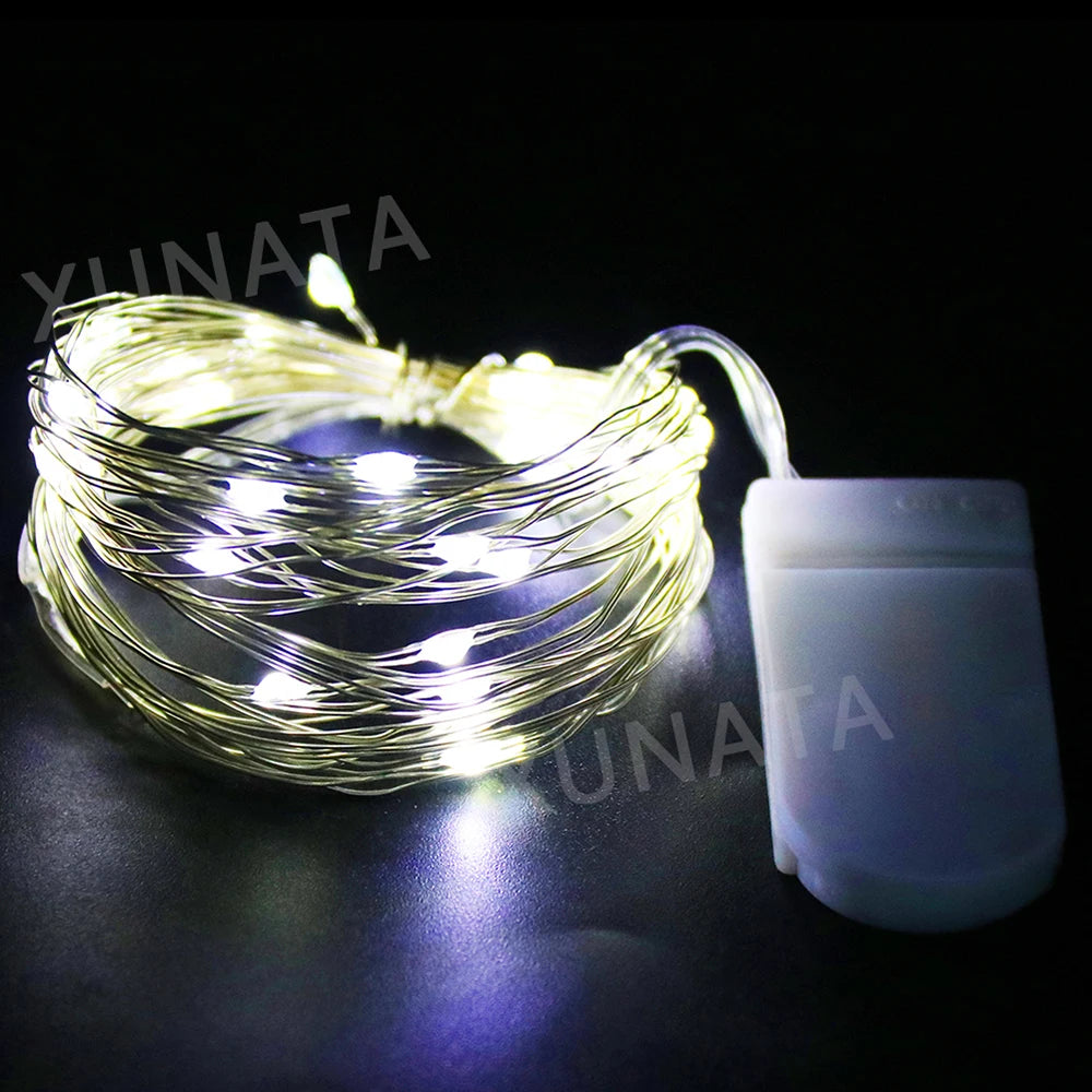 guirlande lumineuse fil cuivre led decoration noel mariage interieur exterieur batterie étanche