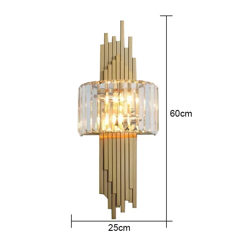 applique murale moderne or transparent led verrous vertical chambre salon