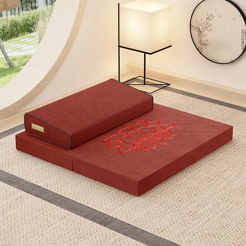 coussin méditation marron fleur lotus coton confortable yoga zen relaxation