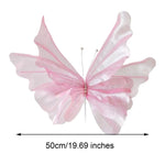 papillon decoratif murale 3d rose violet blanc tissu texturé effet irise fixations ailes grandes