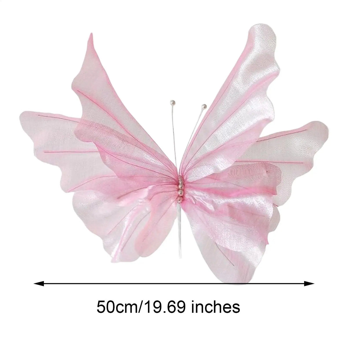 papillon decoratif murale 3d rose violet blanc tissu texturé effet irise fixations ailes grandes
