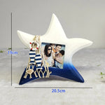 cadre photo bois méditerranéen coquillage étoile mer décoratif plage vieux aspect posable