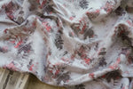 tissu imprimé floral vert gris rose blanc résistant intempéries polyester robe jupe coussin sac