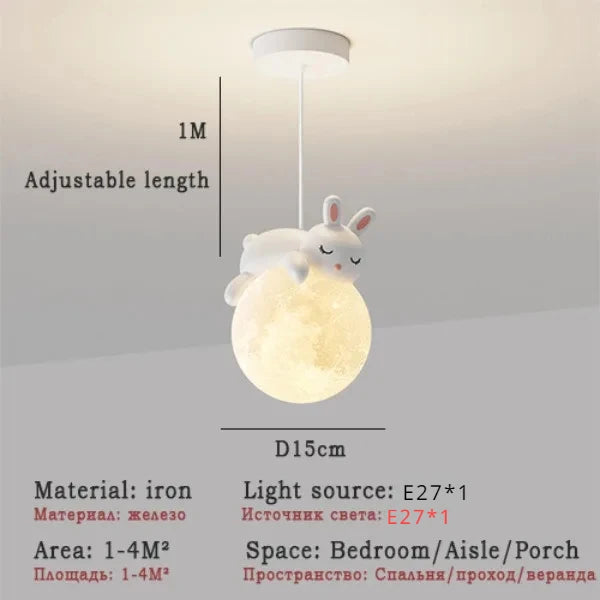 lumière suspendue animaux blanc gris rose bébé moderne minimaliste