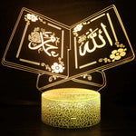 lampe projection 3d transparente motifs floraux calligraphiques moderne base texturée enfants chambre