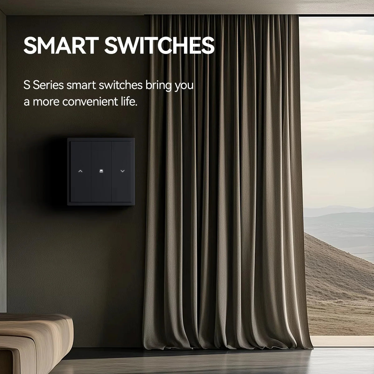 interrupteur intelligent noir moderne sans fil zigbee certification ccc fcc