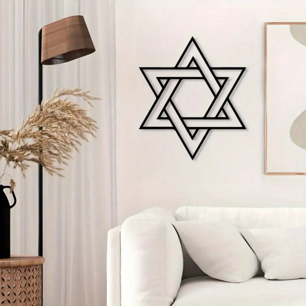 décoration murale étoile david géométrique moderne noire minimaliste intérieur mur fixations