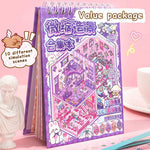 livre autocollants illustrations animaux scènes miniatures dessin animé violet rose mignon éducatif enfants adolescents