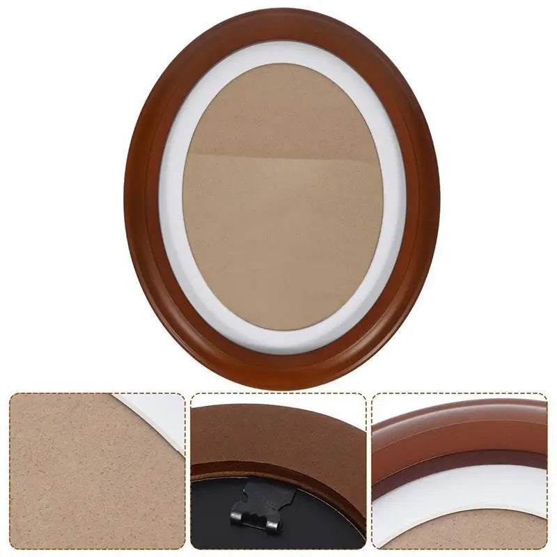Cadre photo ovale bois moderne noir beige blanc plaque protection