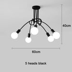 lustre moderne noir blanc doré branches métal ampoules led crochets chambre salon
