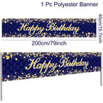 bannière anniversaire enfant moderne happy birthday ballons confettis clips doré noir festive