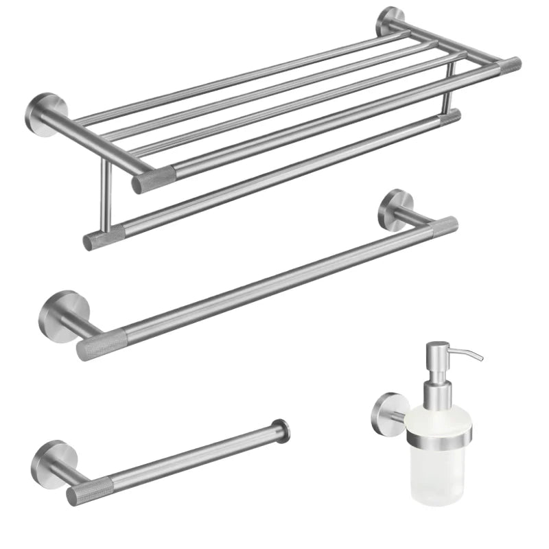ensemble accessoires salle bain mural nickel brossé porte serviette savon gobelet brosse