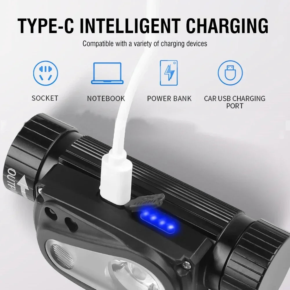 lampe frontale led rechargeable usb camping pêche hunting fishing biking caving running hiking