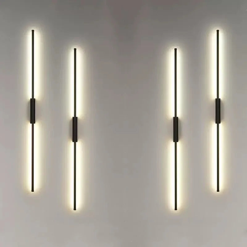 lampe murale led minimaliste noir fixée chambre salon salle bain 55 60 80 100cm