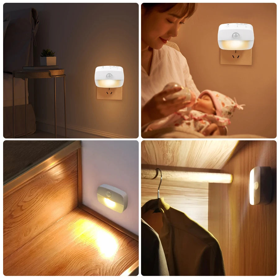 lampe détection mouvement blanc moderne compact adhésif led batteries aaa piroseau on off auto