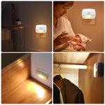 lampe détection mouvement blanc moderne compact adhésif led batteries aaa piroseau on off auto