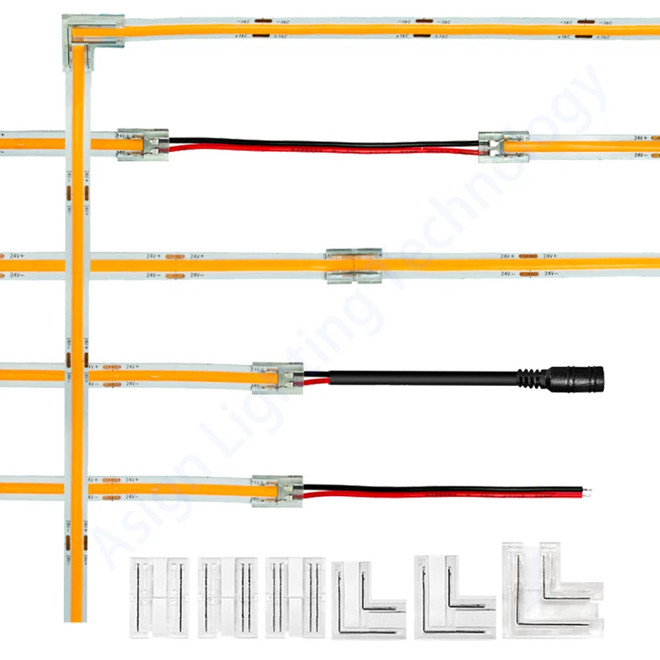 ruban led flexible blanc jaune moderne connecteurs type droit clips certification rohs ul