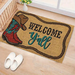 tapis d'entrée moderne antidérapant résistant bactéries 30x50cm 40x60cm noir motif bottes cowboys