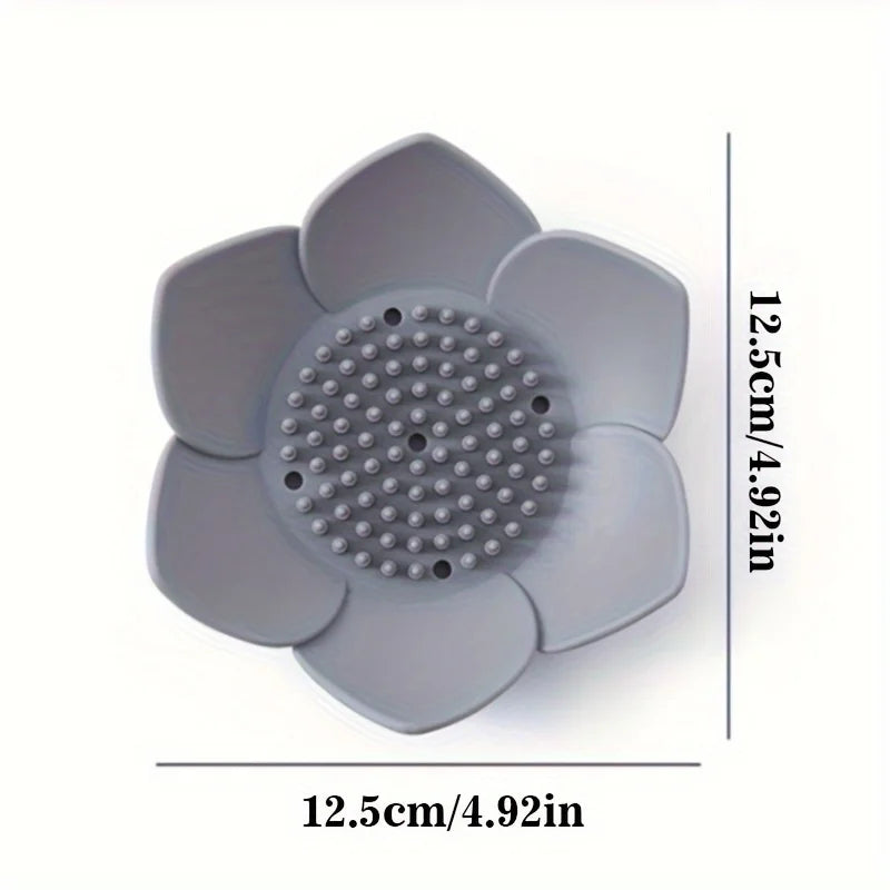 support savon moderne fleur relief gris bleu rose opaque salle bain portable silicone