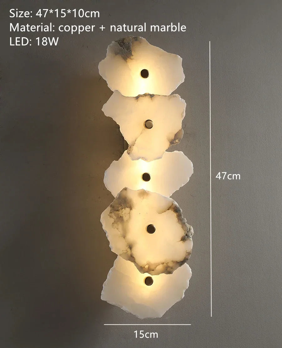 lampe murale marbre naturelle lumière chaude blanc moderne artisanal fixations