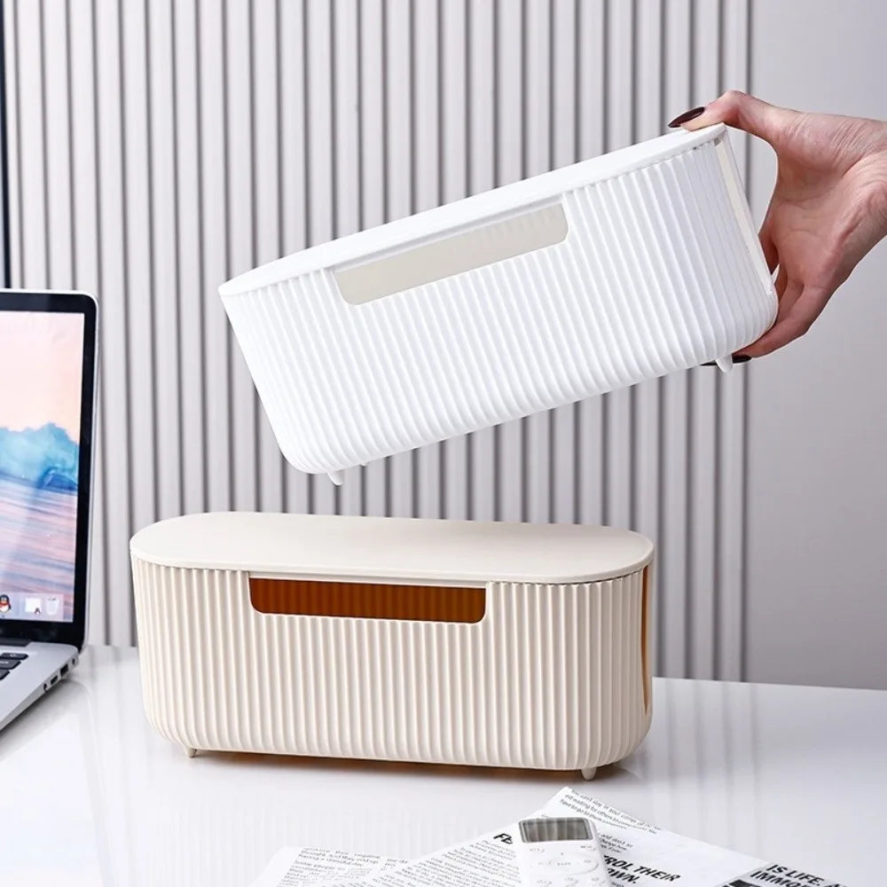 boîtes rangement moderne beige clair rayures verticales respectueux environnement empilables multifonctionnelles articles divers opaques