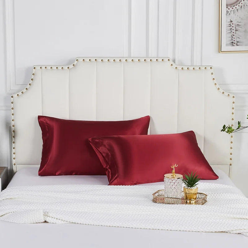 taie d'oreiller satin rose clair cheveux peau douce moderne uni
