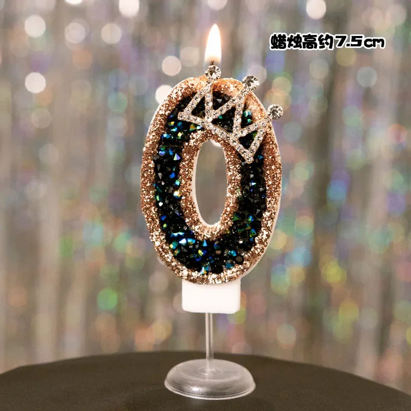 bougies anniversaire numériques or noir brillantes festives décoration pâtisserie chiffres strass transparent