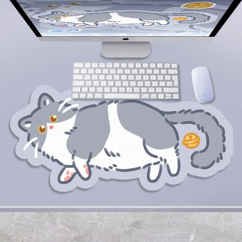 tapis souris chaton dessin animé orange blanc gris rose bleu motifs floraux poissons non