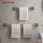 porte serviettes mural adhésif gris métallisé texture brossée moderne sans perçage salle bain double