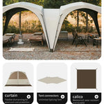 tente camping blanc gris marron imperméable moderne fixations calico protection connecteurs