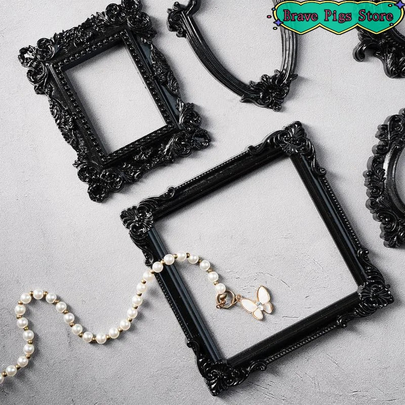 cadres decoratifs noir decorations florales baroque vintage gothique victorien bijoux argents