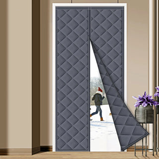 rideau isolant thermique porte d'entrée gris marron motifs losanges opacité totale supérieurs rembourrage