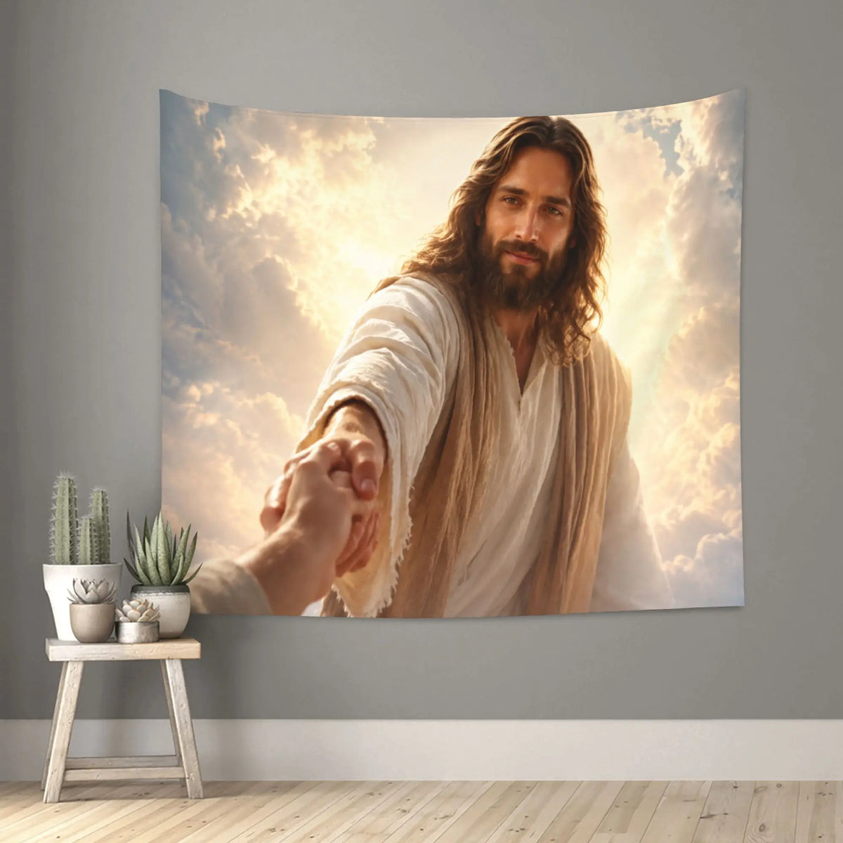 décoration murale religieuse portrait jésus christ tapisserie polyester classique chambre salon