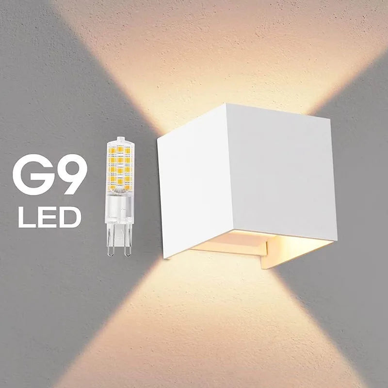 applique murale led 9w g9 noir blanc contemporaine verre borosilicate ip65