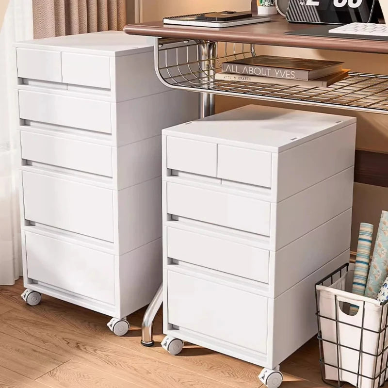 meuble tiroirs mobile moderne gris clair roulettes étages rangement 40L