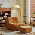 chaise salon moderne bois velours côtelé orange confortable maisonDecorationMinimaliste
