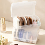 boîte rangement transparente éponges maquillage poignée moderne 12 tampons coton tige anti poussière organisateur