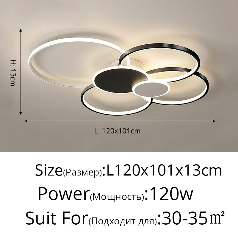 plafonnier moderne led noir blanc doré circulaire géométrique chambre salon