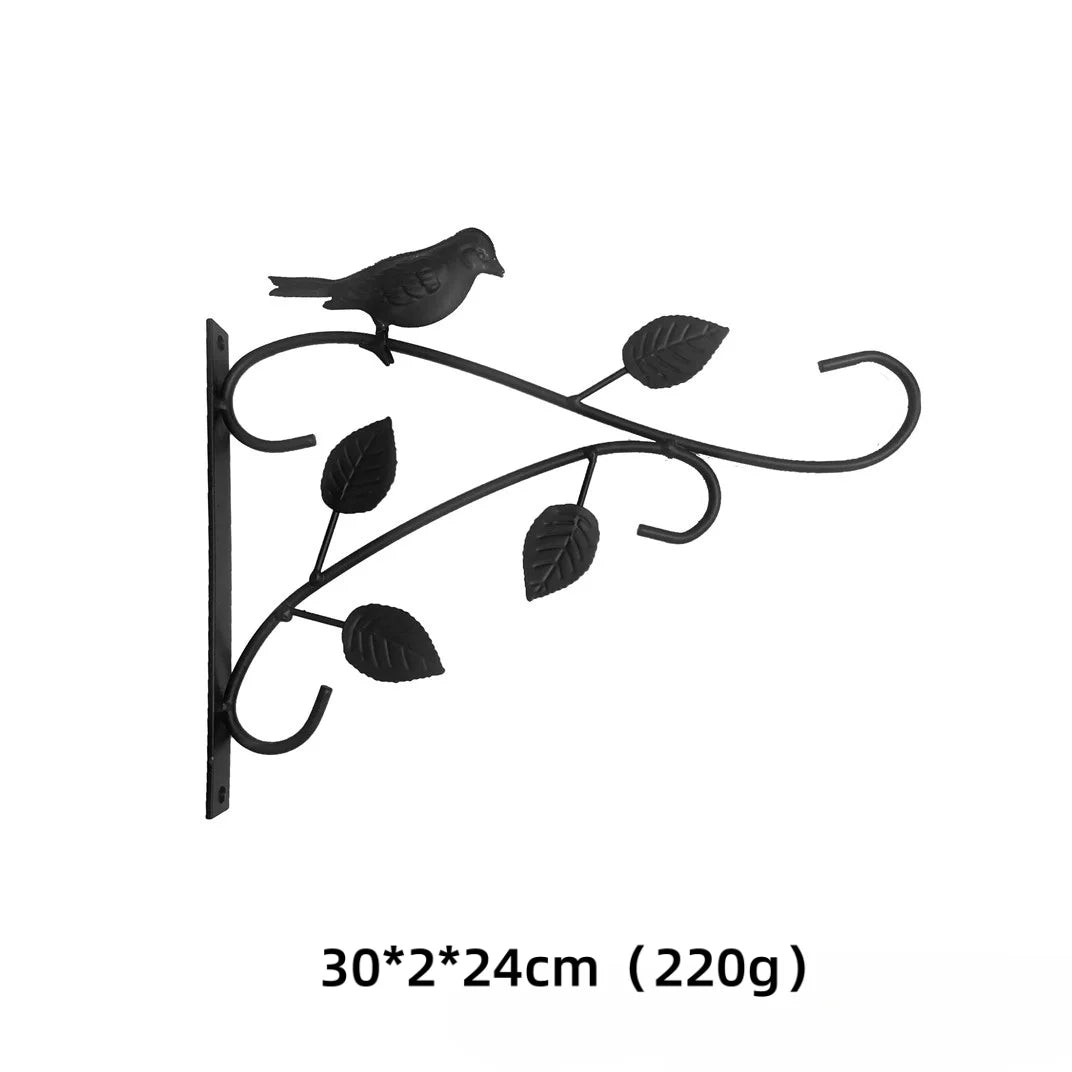 support mural suspendu plantes paniers artisanal vintage vis fixations noires motifs végétaux oiseaux fées
