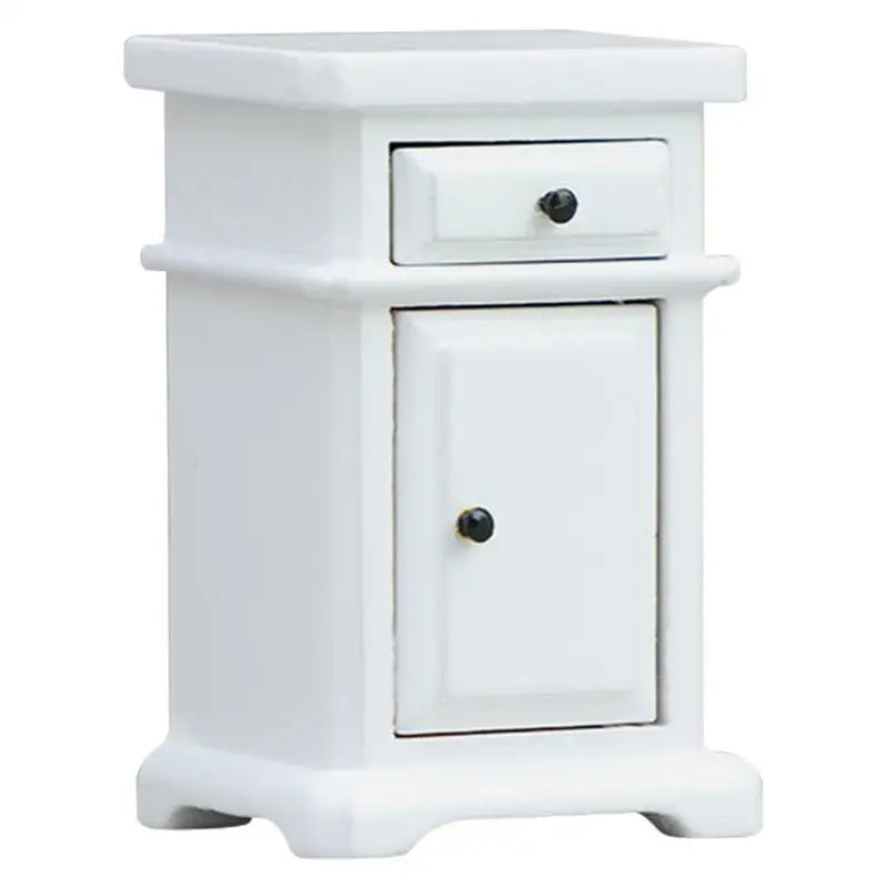 meuble miniature armoire verre transparent classique porte tiroir pieds sculptés blanc marron clair finition