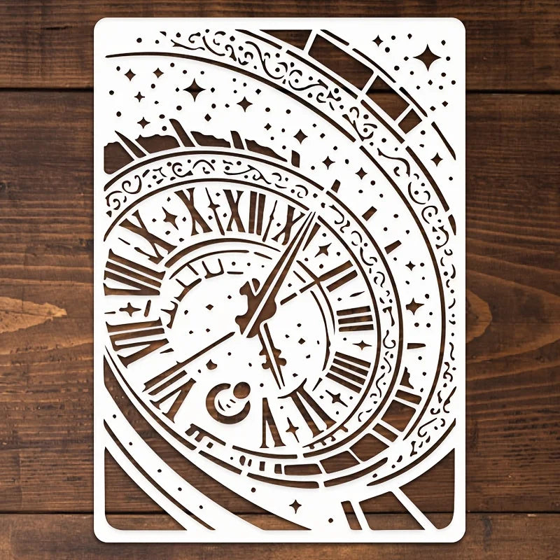 cadre décoratif vintage horloge étoiles motifs floraux noir blanc romantique