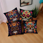 taies d'oreiller halloween crâne fleurs colorées deco maison lit polyester opacité artistique
