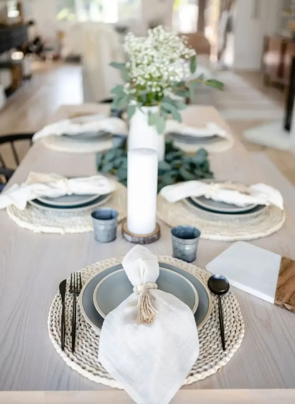 serviettes table réutilisables coton 40x40cm beige gris texture moderne rustique adhésif