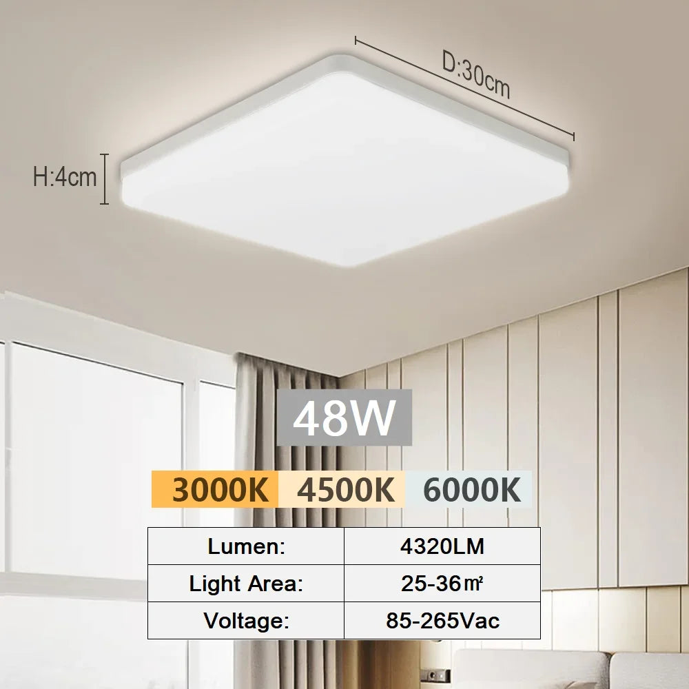 lampe led moderne blanc plat carré clips simple.surface 18w 24w 36w 48w