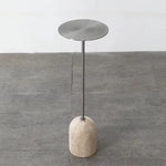 table basse moderne or texture travertin salon chambre coucher minimaliste rond métal inoxydable