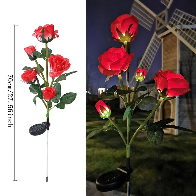 lumières solaires décoratives extérieures fleurs roses bleu jaune rouge blanc patio jardin moderne