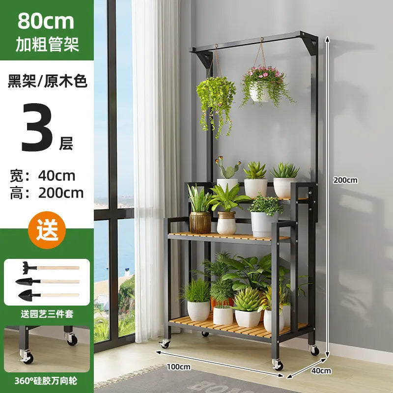 étagère plantes bois métal roulettes meuble jardin intérieur blanc moderne